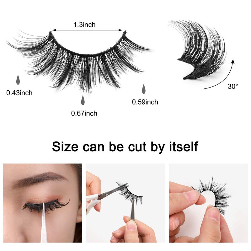 DYSILK Eyelashes Natural Look - 8 Pairs 5D Lashes 17mm - Mink Eyelashes Fluffy Lashes Pack Cat Eye Soft Reusable - Image 3